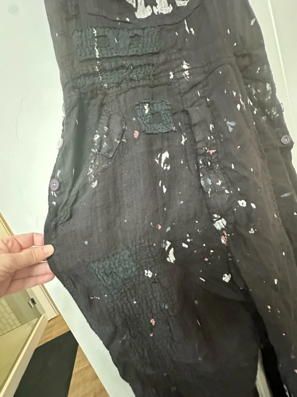 NWT Magnolia Pearl Black Peace  Paint-Splatter Overalls - Picture 7 of 13